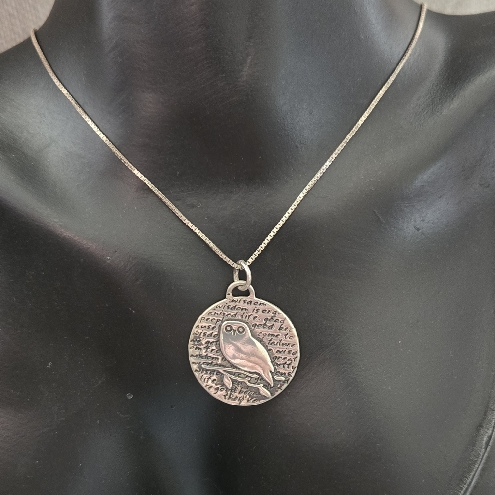 Necklace Owl Pendant 950 Sterling Pendant 925 Chain - Picture 8 of 9